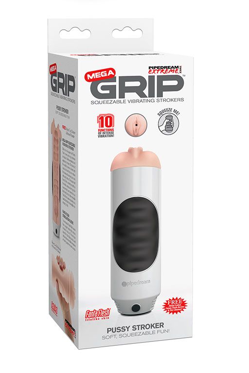 Мастурбатор-вагина Extreme Toyz Mega Grip Vibrating Stroker Mouth - фото 186342