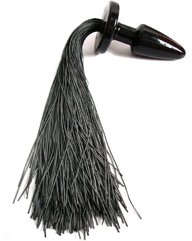 Анальная пробка с длинным черным хвостом - 11 см. - фото 147330 Анальная пробка с длинным черным хвостом - 11 см. - фото 147330