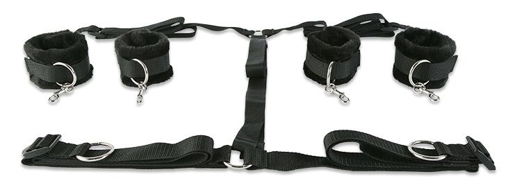 Набор чёрных фиксаторов для рук и ног с мягкой подкладкой - фото 147452 Набор чёрных фиксаторов для рук и ног с мягкой подкладкой - фото 147452