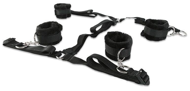 Набор чёрных фиксаторов для рук и ног с мягкой подкладкой - фото 147453 Набор чёрных фиксаторов для рук и ног с мягкой подкладкой - фото 147453