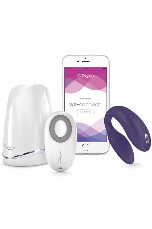 Фиолетовый вибромассажер для пар We-Vibe Sync Purple на радиоуправлении - фото 148627