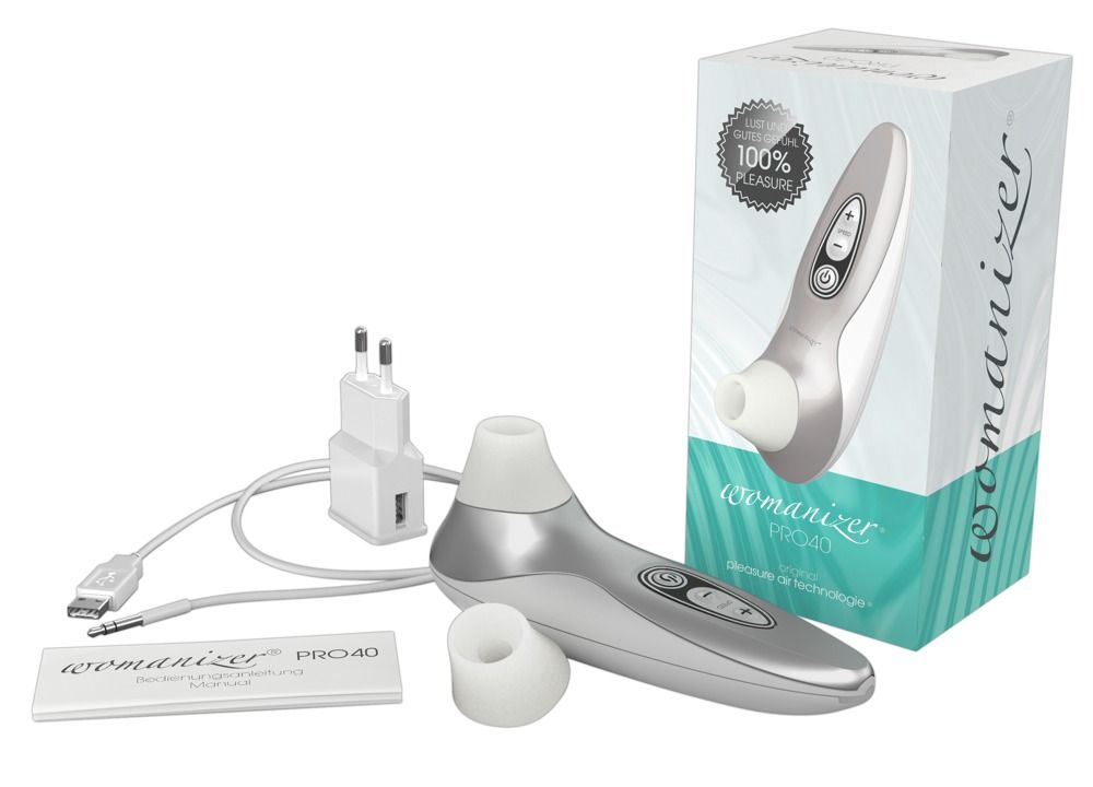 Бело-серебристый бесконтактный стимулятор клитора Womanizer Pro40 - фото 148808 Бело-серебристый бесконтактный стимулятор клитора Womanizer Pro40 - фото 148808