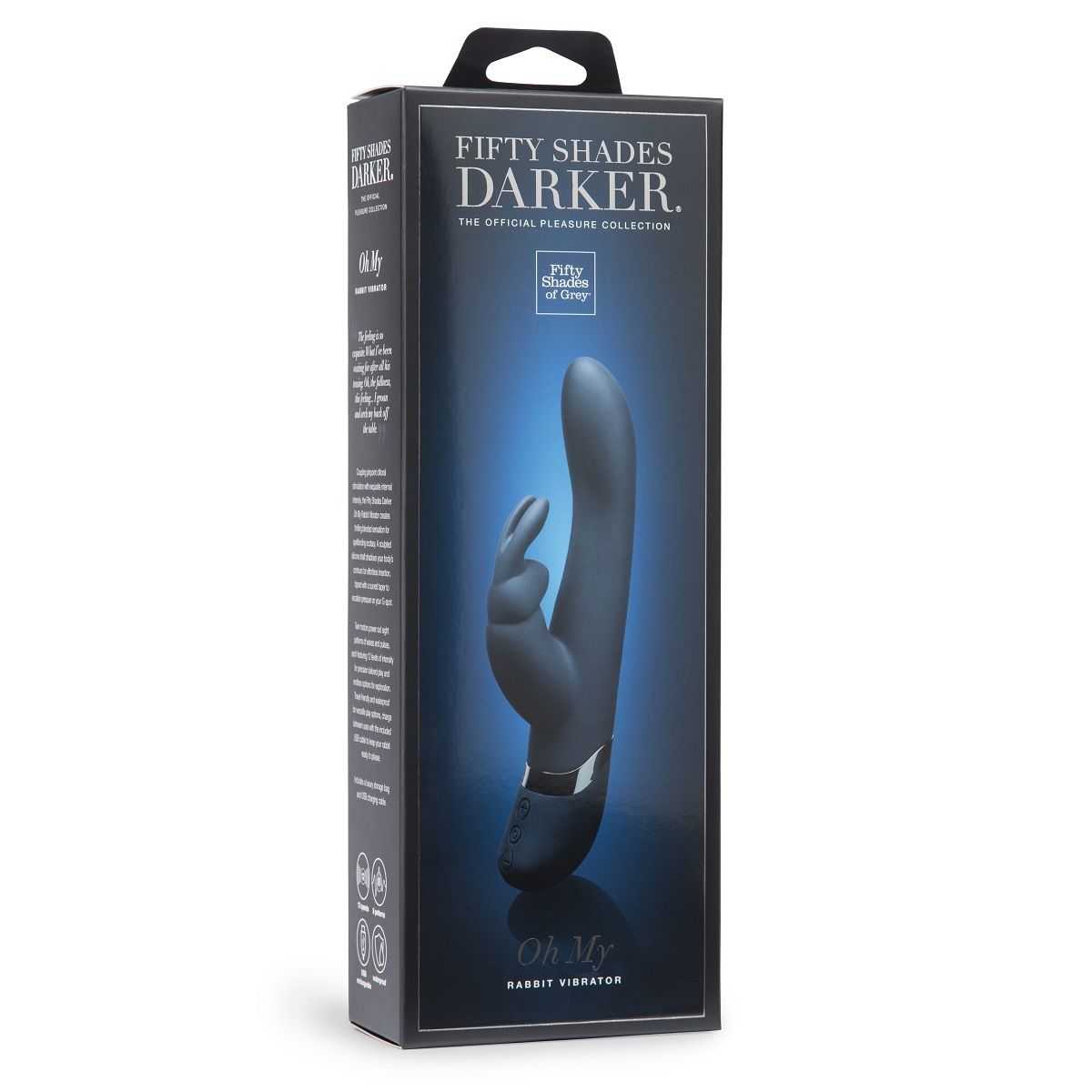 Тёмно-синий вибратор Oh My USB Rechargeable Rabbit Vibrator - 25,4 см. - фото 149401