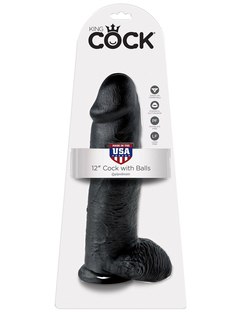 Чёрный фаллоимитатор-гигант 12 Cock with Balls - 30,5 см. - фото 180377