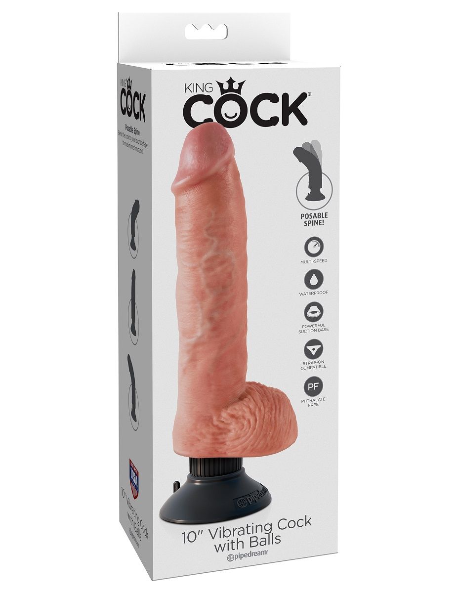 Телесный вибромассажер 10 Vibrating Cock with Balls - 25,4 см. - фото 181697 Телесный вибромассажер 10 Vibrating Cock with Balls - 25,4 см. - фото 181697