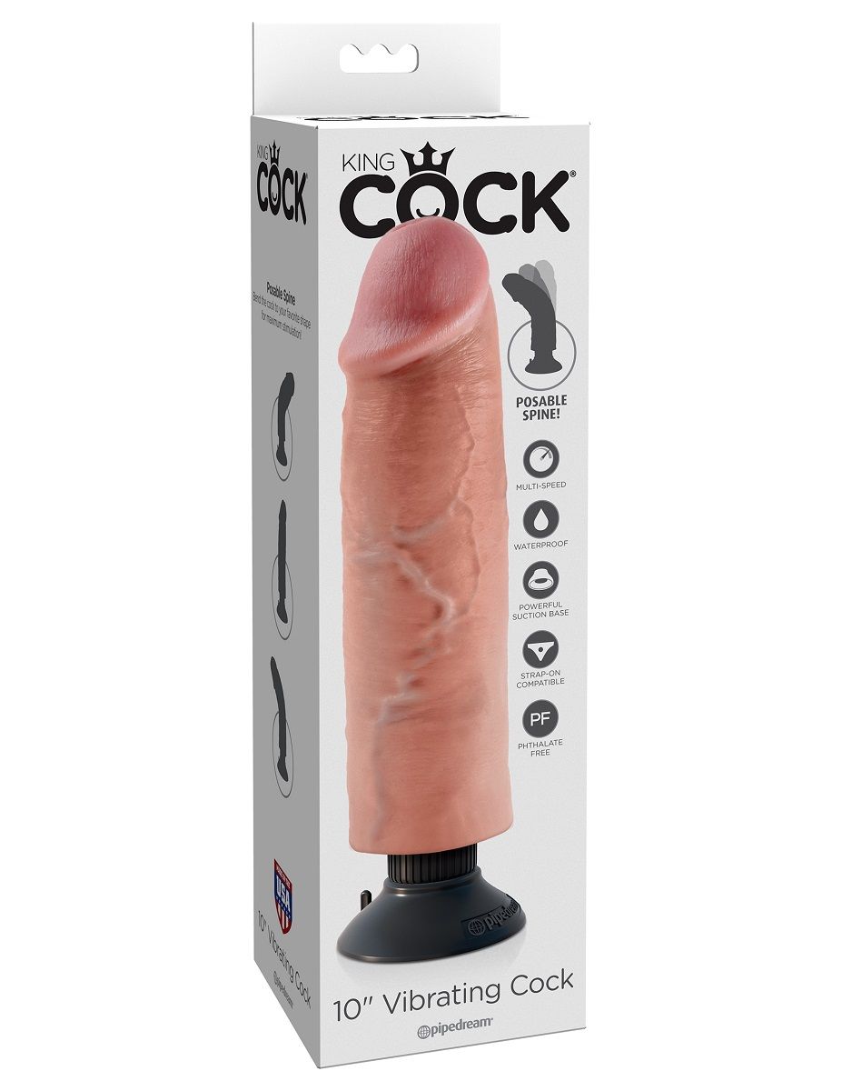 Телесный вибратор со съемной присоской 10 Vibrating Cock - 25,4 см. - фото 149504