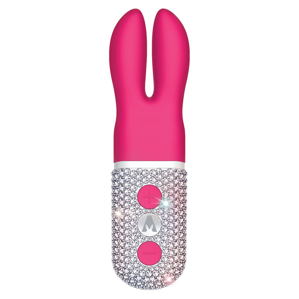 Розовый вибратор с ушками The Pocket Rabbit, украшенный кристаллами - фото 149708