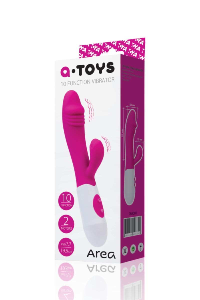 Ярко-розовый вибратор Area с клиторальным стимулятором - 19,5 см. - фото 150030 Ярко-розовый вибратор Area с клиторальным стимулятором - 19,5 см. - фото 150030