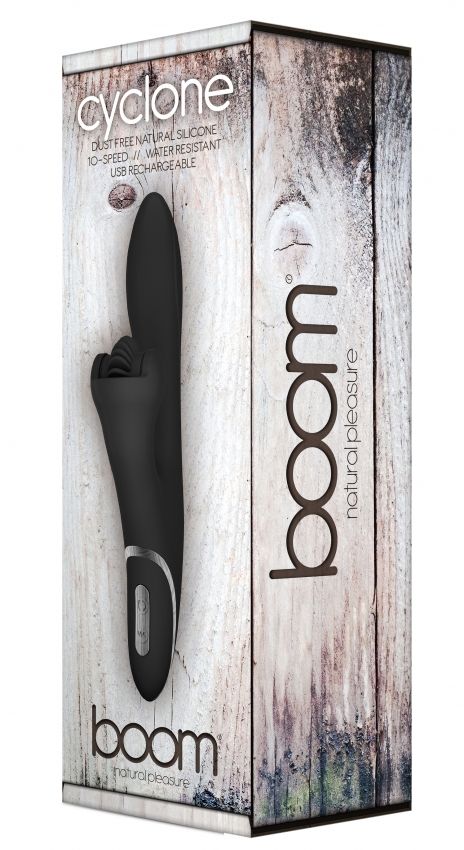 Чёрный вибратор BOOM Cyclone с клиторальным стимулятором-колёсиком - 23 см. - фото 150249 Чёрный вибратор BOOM Cyclone с клиторальным стимулятором-колёсиком - 23 см. - фото 150249