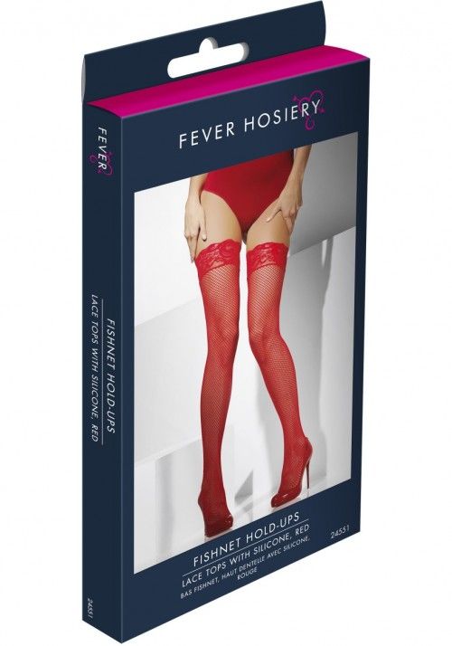 Красные чулки в сетку с кружевной резинкой на силиконе - фото 150366 Красные чулки в сетку с кружевной резинкой на силиконе - фото 150366