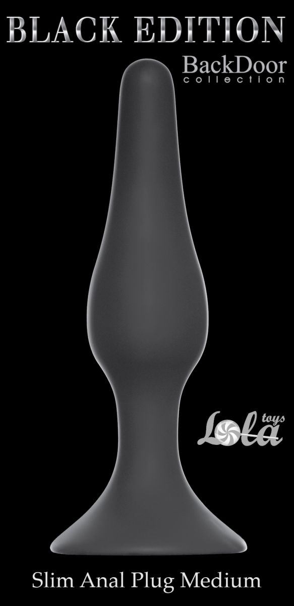 Чёрная анальная пробка Slim Anal Plug Medium - 11,5 см. - фото 150383