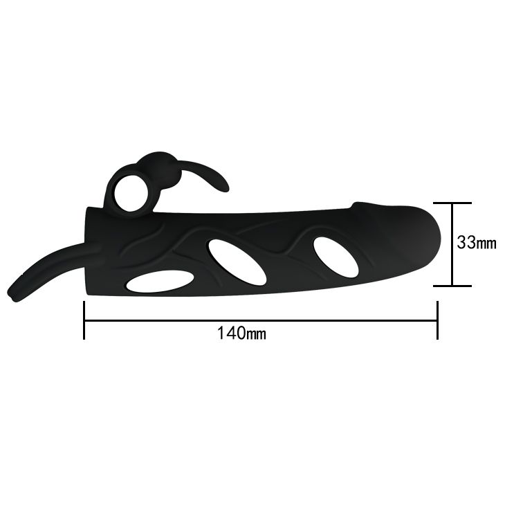 Чёрная насадка с клиторальным вибростимулятором и закрытой головкой - 14 см. - фото 150573 Чёрная насадка с клиторальным вибростимулятором и закрытой головкой - 14 см. - фото 150573