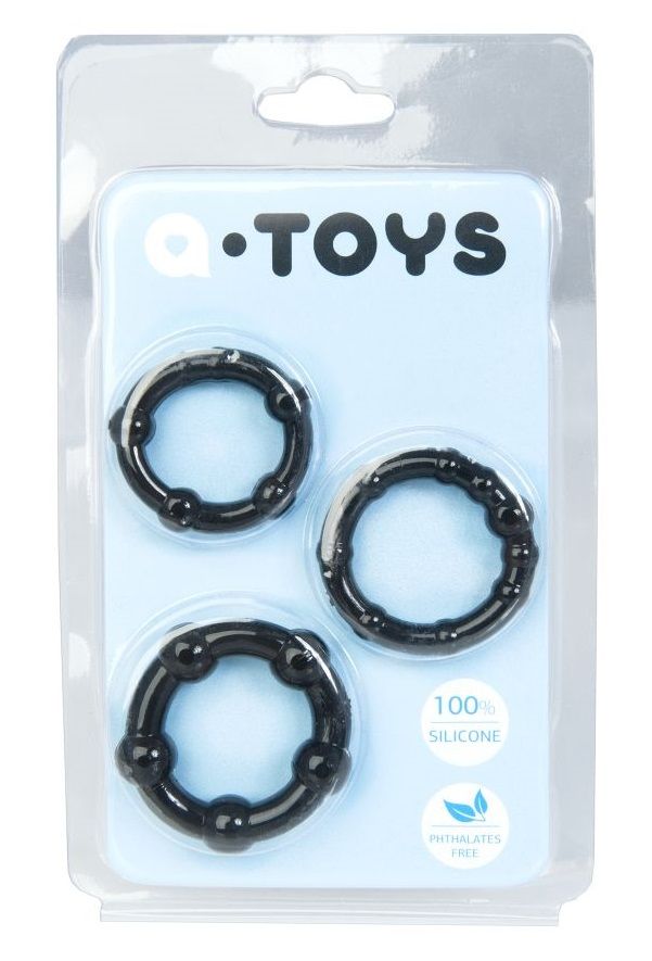 Набор из 3 чёрных эрекционных колец A-toys