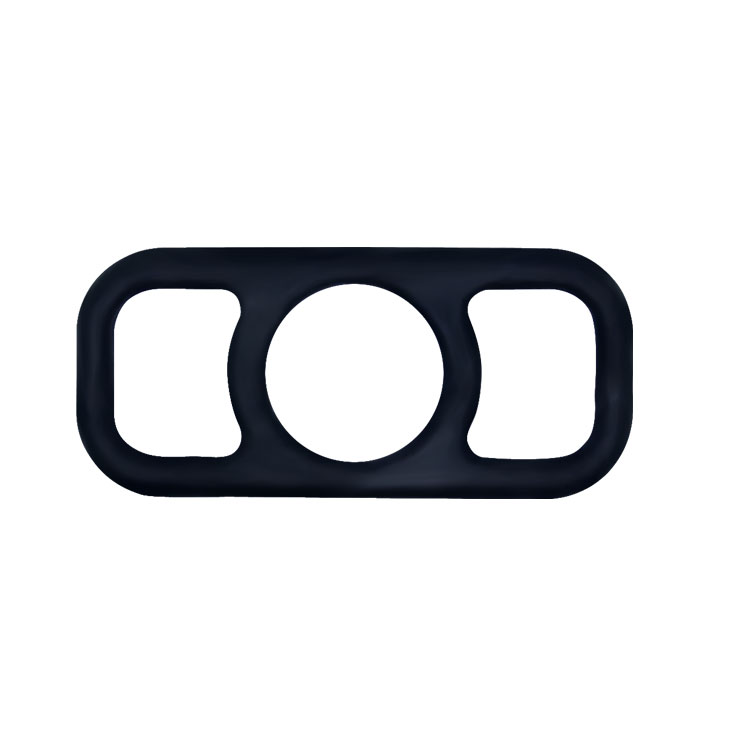 Чёрное эрекционное кольцо на пенис с петлями по бокам - фото 151581