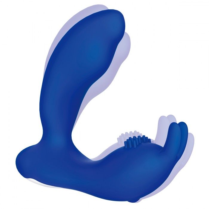 Синий массажёр простаты Prostate Rabbit с вибрацией и пультом ДУ - фото 151906