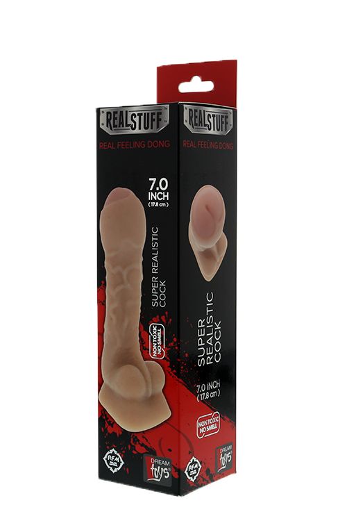 Фаллоимитатор с полузакрытой головкой REALSTUFF REAL FEELING DONG UNCUT 7INCH - 17,8 см. - фото 152005