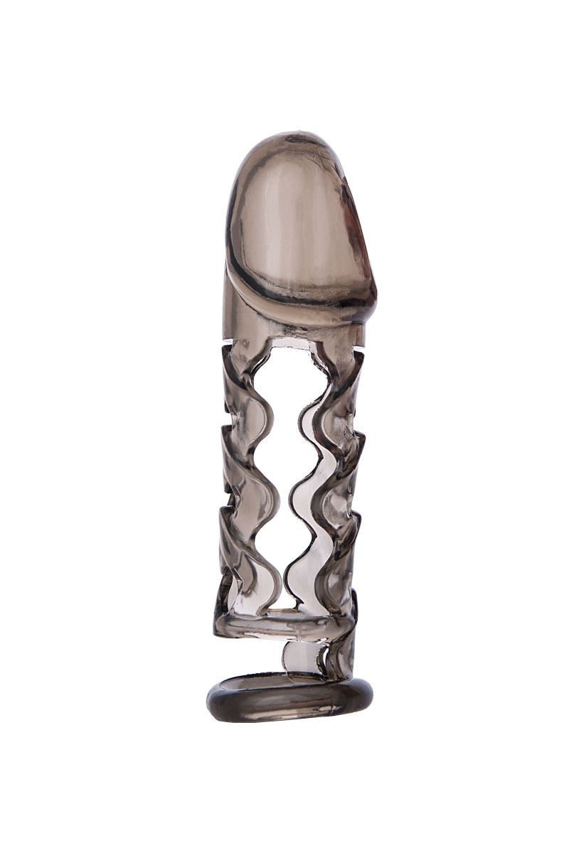 Дымчатая закрытая насадка на пенис ToyFa XLover - 11,5 см. - фото 152262