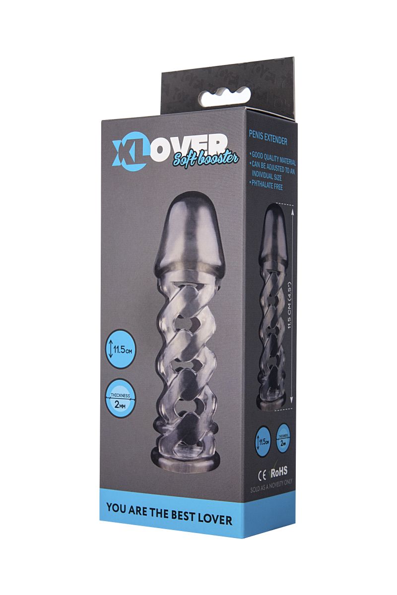 Дымчатая закрытая насадка на пенис ToyFa XLover - 11,5 см. - фото 152264