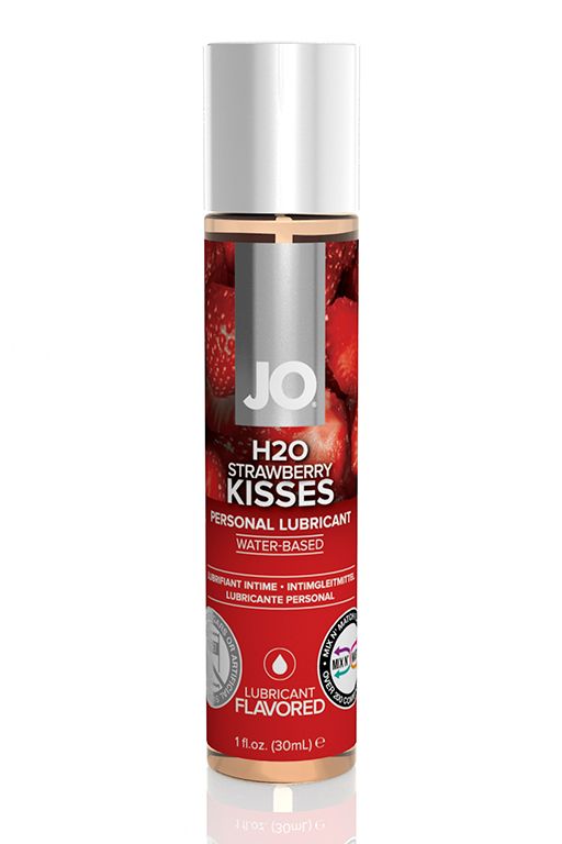 Лубрикант на водной основе с ароматом клубники JO Flavored Strawberry Kiss - 30 мл. - фото 152499