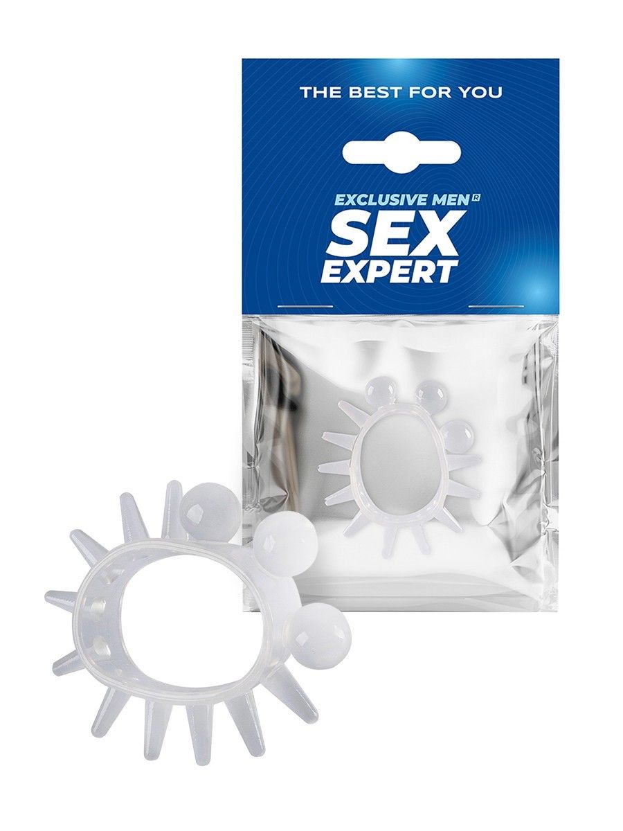 Эластичное эрекционное кольцо с шариками и лучами 529343