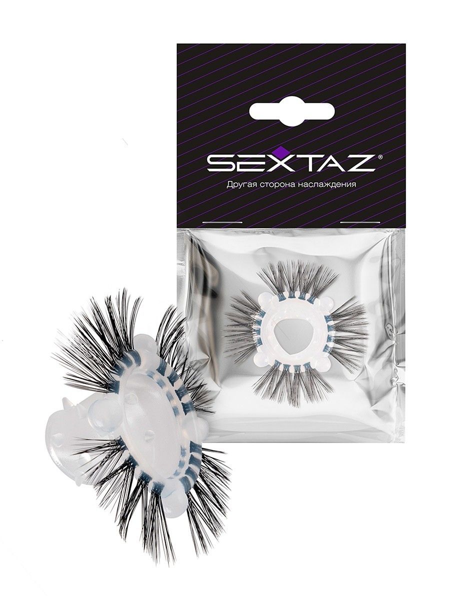 Эластичное эрекционное кольцо с черными «ресничками» 529375