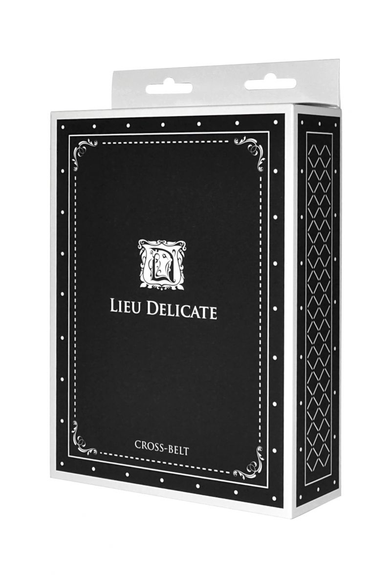 Чёрная кожаная портупея с цепочками на спинке и по бокам - фото 152632