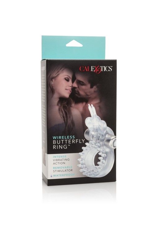 Прозрачное эрекционное кольцо с вибрацией Wireless Butterfly Ring - фото 152649