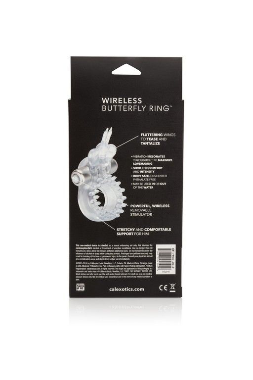 Прозрачное эрекционное кольцо с вибрацией Wireless Butterfly Ring - фото 152650