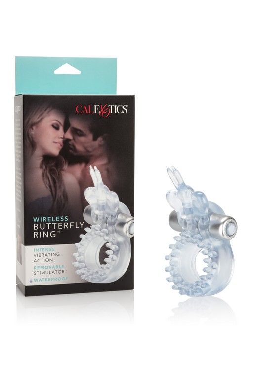 Прозрачное эрекционное кольцо с вибрацией Wireless Butterfly Ring - фото 152651