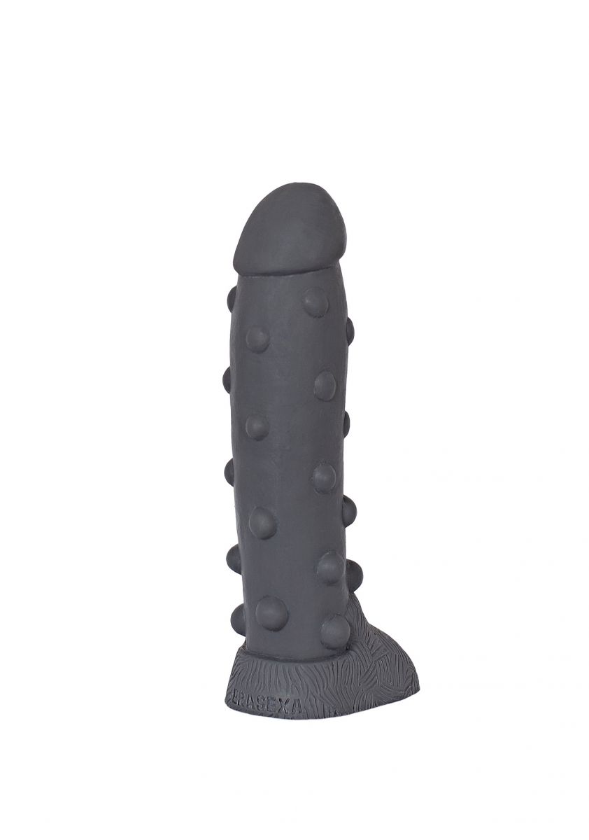Тёмно-серый фаллоимитатор Троллик с крупными шишечками - 27 см. - фото 152744