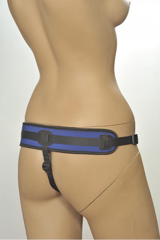 Сине-чёрные трусики с плугом Kanikule Strap-on Harness Anatomic Thong - фото 152864