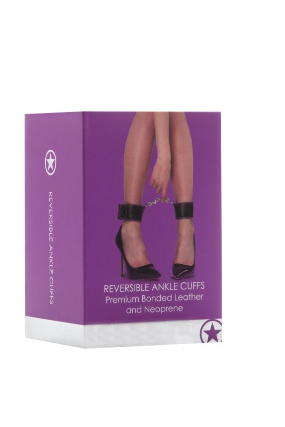 Чёрно-фиолетовые двусторонние оковы на ноги Reversible Ankle Cuffs - фото 153376 Чёрно-фиолетовые двусторонние оковы на ноги Reversible Ankle Cuffs - фото 153376