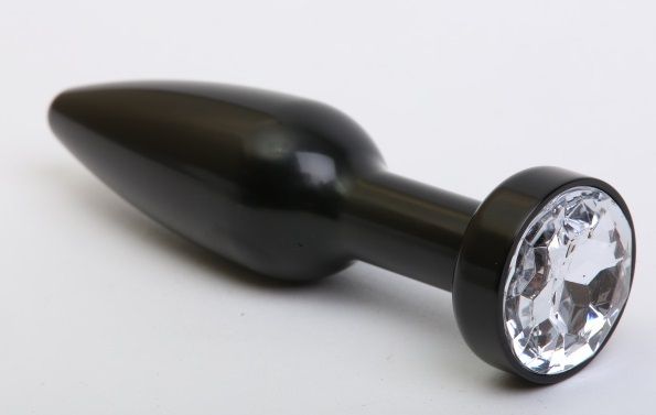Чёрная удлинённая пробка с прозрачным кристаллом - 11,2 см. - фото 153838