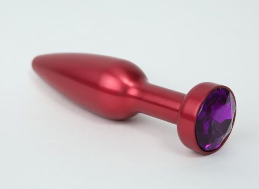 Большая красная анальная пробка с фиолетовым стразом - 11,2 см. - фото 97252
