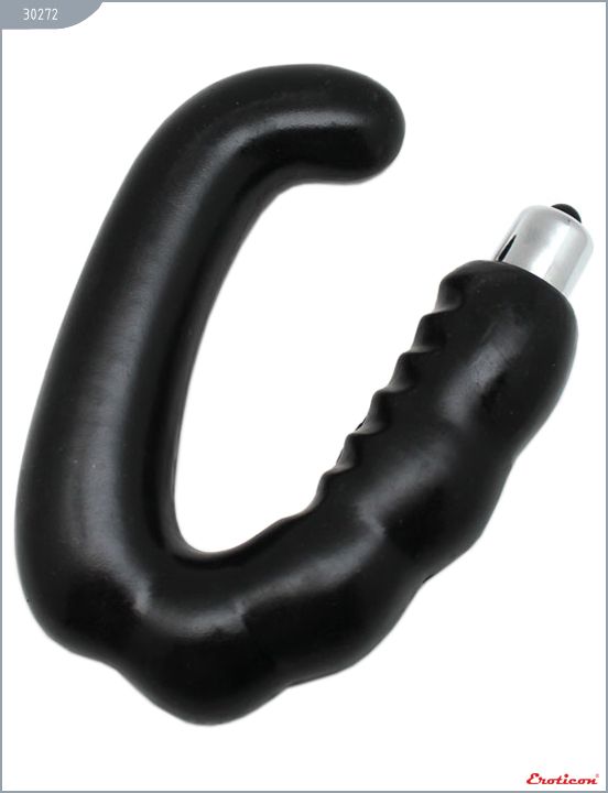 Чёрный С-образный массажёр простаты с вибрацией - фото 154435