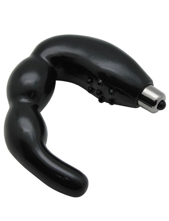 Чёрный массажёр простаты U-образной формы с вибрацией - фото 154438