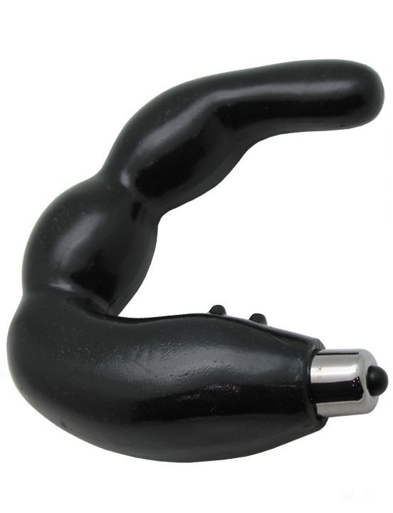 Чёрный массажёр простаты U-образной формы с вибрацией - фото 154439