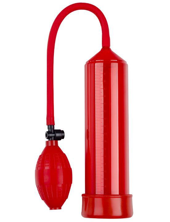 Красная вакуумная помпа Eroticon PUMP X1 с грушей - фото 185656