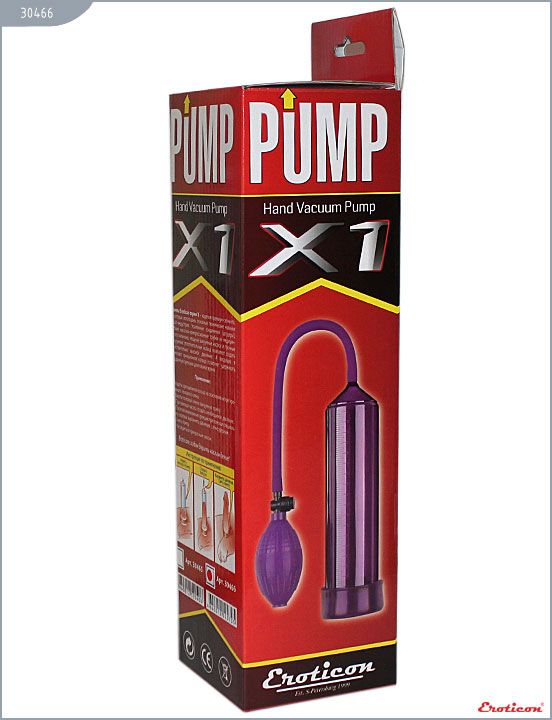 Фиолетовая вакуумная помпа Eroticon PUMP X1 с грушей - фото 154775