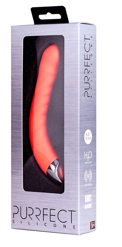 Оранжевый G-вибратор из силикона PURRFECT SILICONE G-SPOT VIBRATOR - 16,5 см. - фото 156541