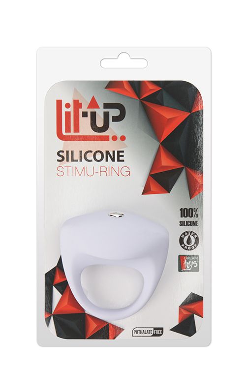 Белое эрекционное кольцо LIT-UP SILICONE STIMU RING 8 - фото 156669