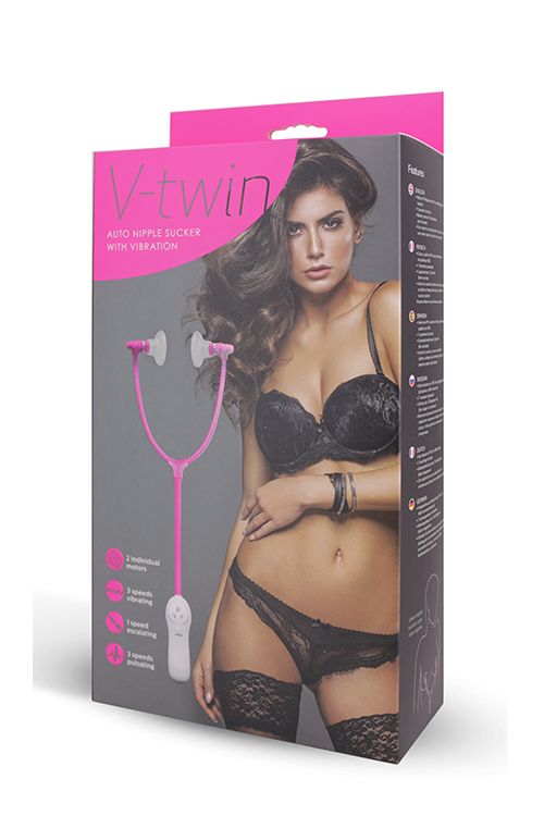 Вакуумный массажёр для сосков V TWIN AUTO NIPPLE SUCKER WITH VIBRATION - фото 156721