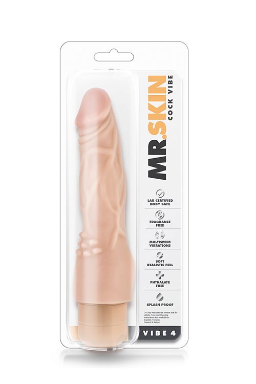 Телесный вибратор-реалистик с шипиками в основании Mr. Skin Cock Vibe 4 - 20,3 см. - фото 183123