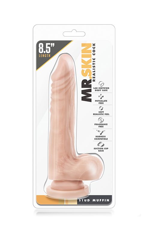 Телесный фаллоимитатор на присоске Dr. Skin Realistic Cock Stud Muffin - 21,6 см. - фото 156965