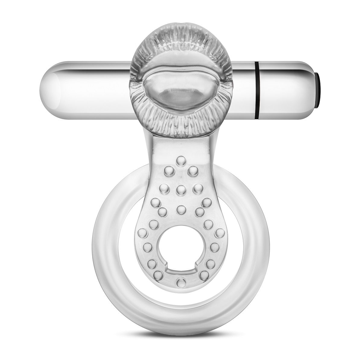 Прозрачное эрекционное кольцо с подхватом, вибропулей и язычком 10 Function Vibrating Tongue Ring