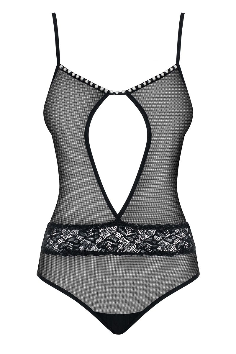 Прозрачное боди с бусинками на декольте - фото 157540 Прозрачное боди с бусинками на декольте - фото 157540