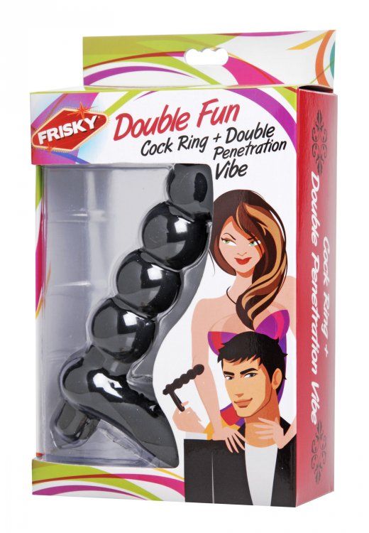 Насадка для двойного проникновения Double Fun Cock Ring with Double Penetration Vibe - фото 160173