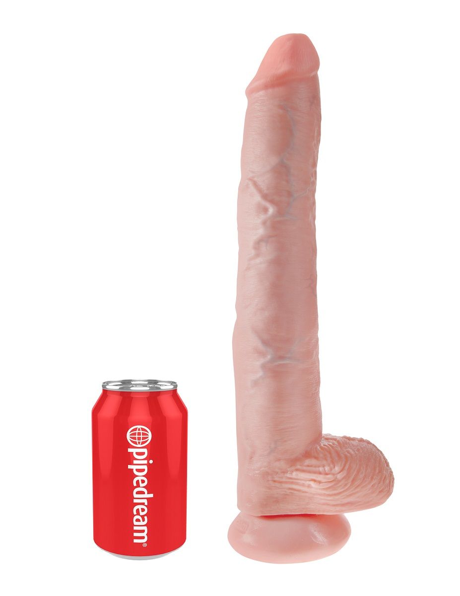 Телесный фаллоимитатор-гигант 14 Cock with Balls - 37,5 см. - фото 160525