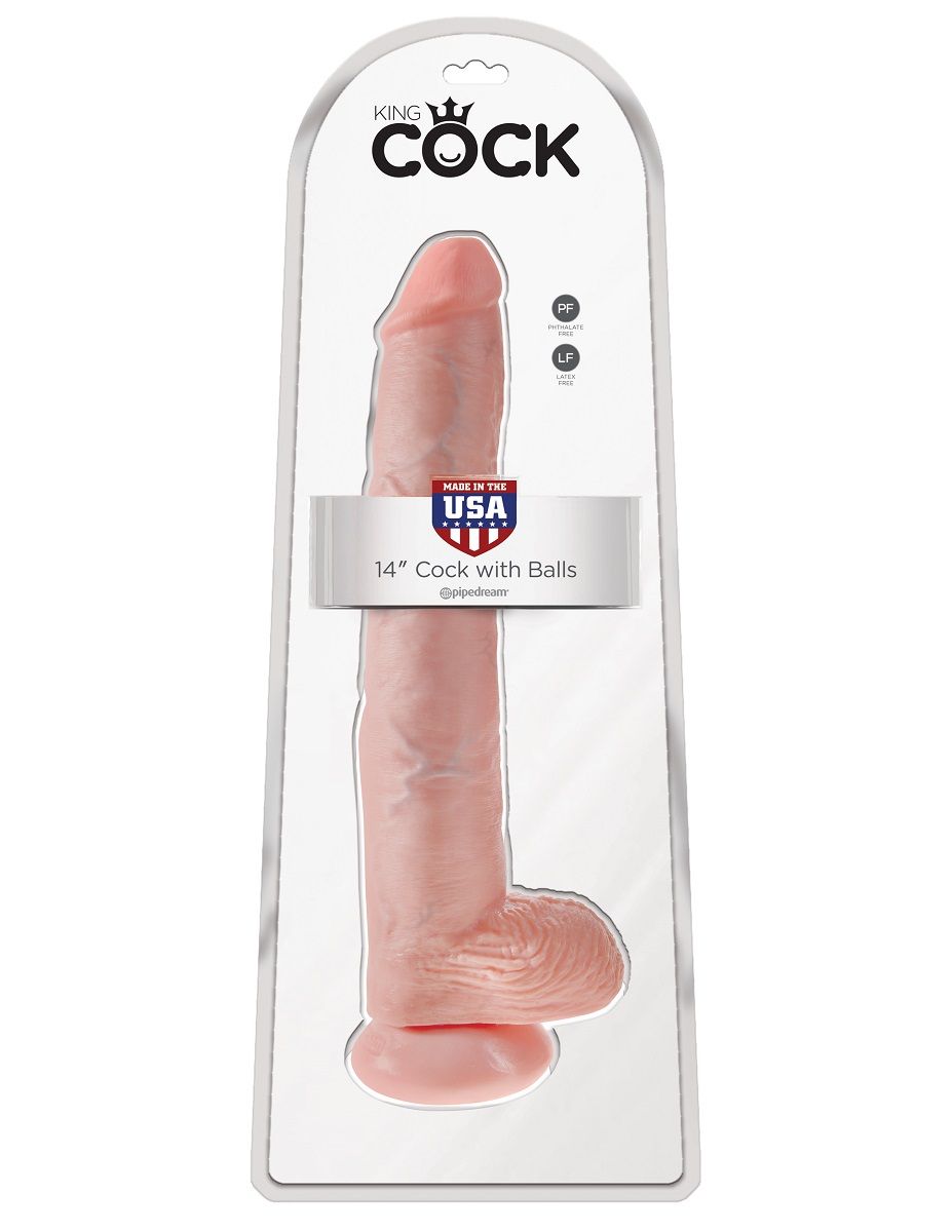 Телесный фаллоимитатор-гигант 14 Cock with Balls - 37,5 см. - фото 160528