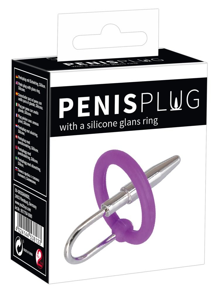 Уретральный плаг с силиконовым кольцом под головку Penis Plug - фото 161257